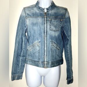 Adriano Goldschmied Women's Jean Denim Jacket Distressed Blue Size M
